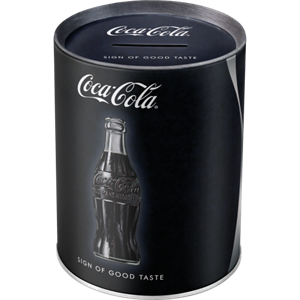 Coca Cola sparebøsse -sort/sølv